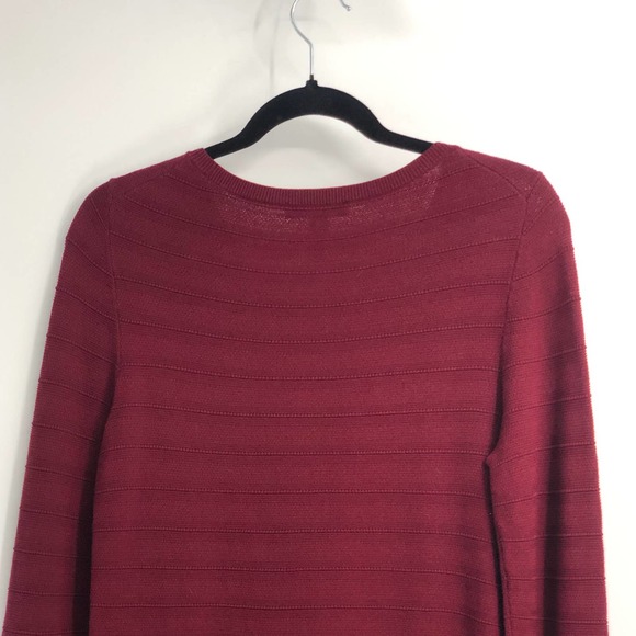 Ann Taylor Pullover Sweater Rib Knit Scoop Neck Long Sleeve Red Medium - Picture 7 of 10